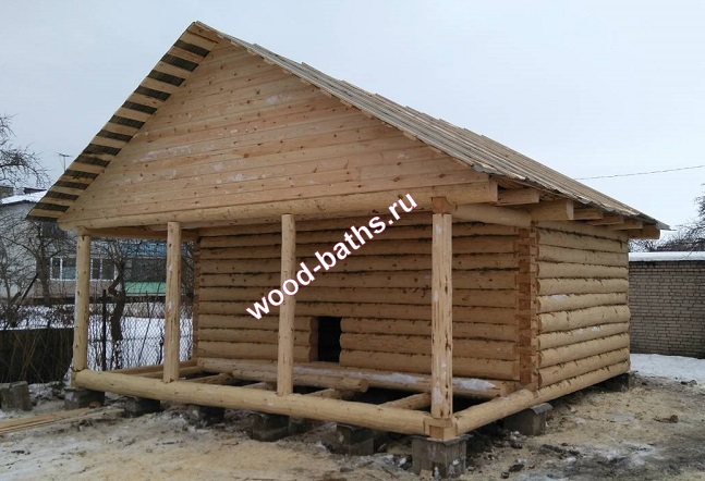 Сруб бани 6х4+2м веранда